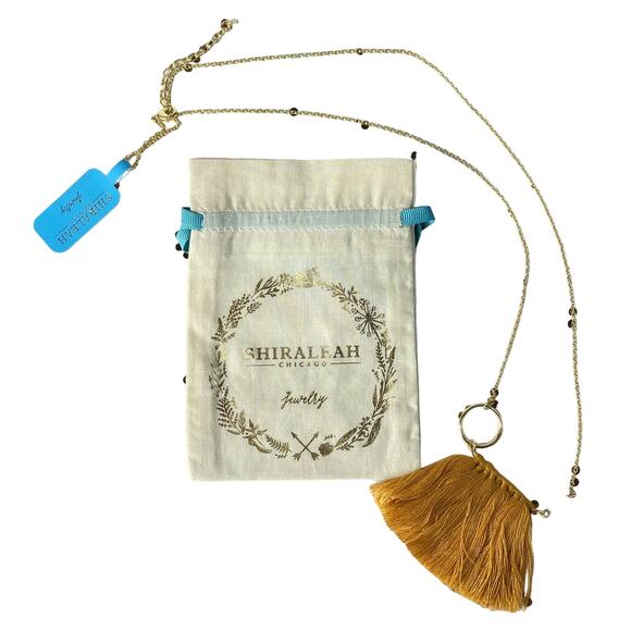 SHIRALEAH New Gold Tone Palma Saffron Fringe Stone Delicate Necklace NIP Anthro - Picture 3 of 6
